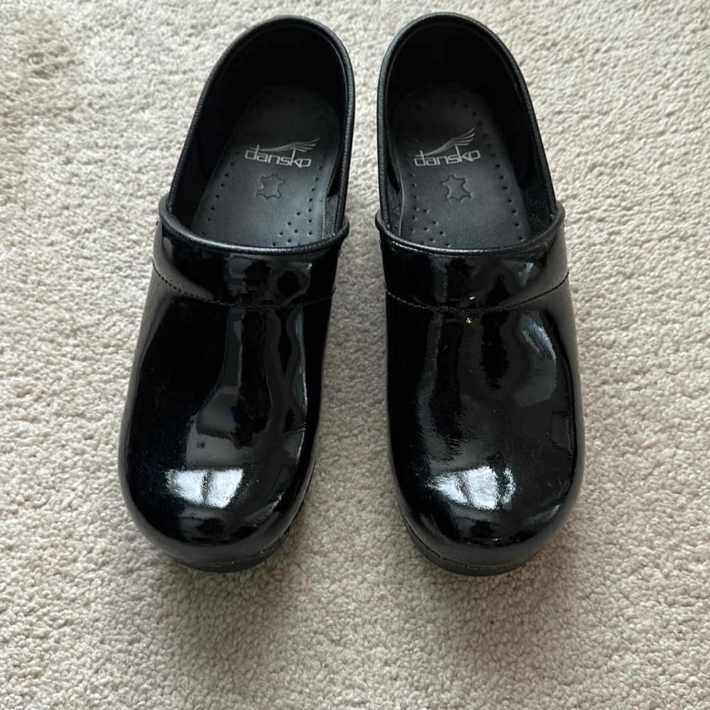 Dansko black patent, almost new.